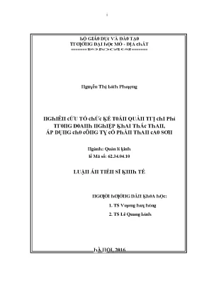 Luận văn nghiên cứu tổ chức kế toán quản trị chi phí trong doanh nghiệp khai thác than áp dụng cho công ty cổ phần than cao sơn