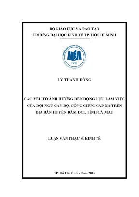 Luận văn các yếu tố ảnh hưởng đến động lực làm việc của đội ngũ cán bộ công chức cấp xã trên địa bàn huyện đầm dơi tỉnh cà mau