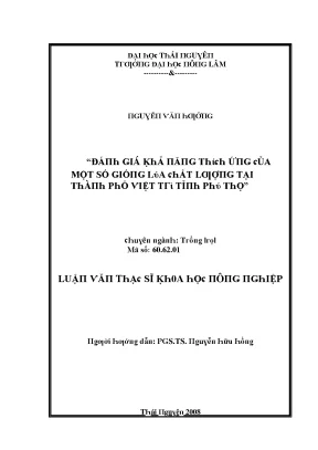 Luận văn đánh giá khả năng thích ứng của một số giống lúa chất lượng tại thành phố việt trì tỉnh phú thọ