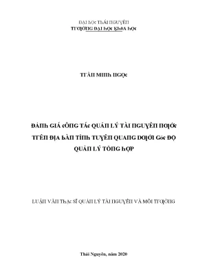 Luận văn đánh giá công tác quản lý tài nguyên nước trên địa bàn tỉnh tuyên quang dưới góc độ quản lý tổng hợp