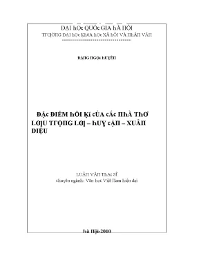 Luận văn đặc điểm hồi kí của các nhà thơ lưu trọng lư huy cận xuân diệu