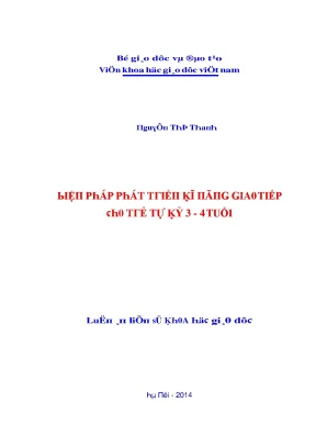 Luận văn biện pháp phát triển kĩ năng giao tiếp cho trẻ tự kỷ 3 4 tuổi