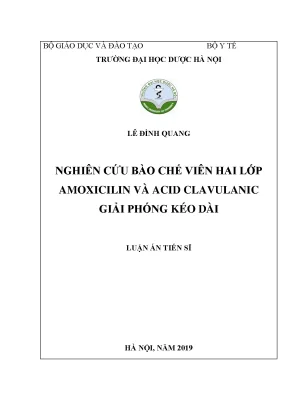 Luận án tiến sĩ dược học nghiên cứu bào chế viên nén amoxicilin và acid clavulanic hai lớp giải phóng kéo dài