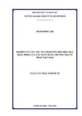 Luận văn thạc sĩ nghiên cứu các yếu tố ảnh hưởng đến hiệu quả hoạt động của các ngân hàng thương mại cổ phần việt nam