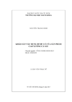 Luận văn thạc sĩ công nghệ sinh học khảo sát tác dụng dược lý của sản phẩm cao xương cá sấu