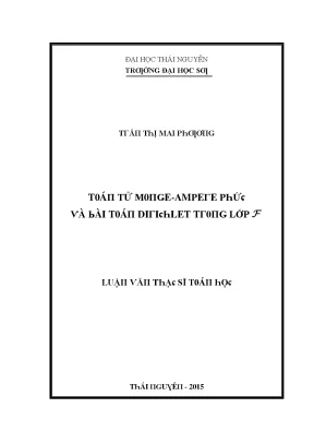 Luận văn toán tử monge ampere phức và bài toán dirichlet trong lớp f