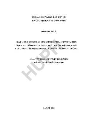 Chất lượng lượng cuộc sống người bệnh sau tai biến mạch máu não đang điều trị ngoại trú tại bệnh viện phục hồi chức năng tây ninh năm 2022 và một số yếu tố ảnh hưởng