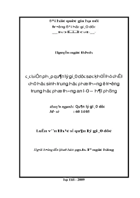 Luận văn các biện pháp quản lý giáo dục sức khỏe thể chất cho học sinh trung học phổ thông ở trường trung học phổ thông an lão hải phòng