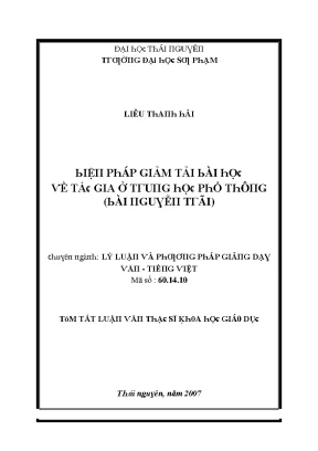 Luận văn biện pháp giảm tải bài học về tác gia ở trung học phổ thông bài nguyễn trãi