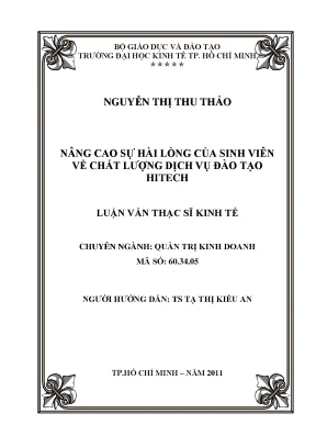 Luận văn nâng cao sự hài lòng của sinh viên về chất lượng dịch vụ đào tạo của hitech luận văn thạc sĩ