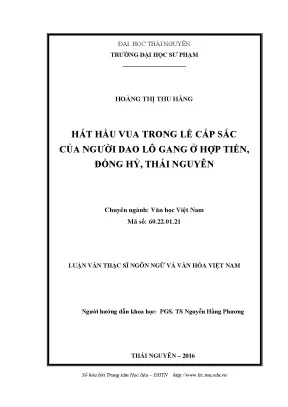 Luận văn hát hầu vua trong lễ cấp sắc của người dao lô gang ở hợp tiến đồng hỷ thái nguyên