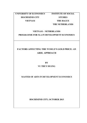 Luận văn factors affecting the worlds gold price an ardl approach