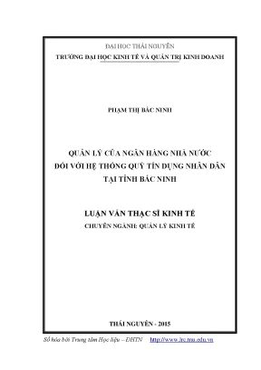 Luận văn quản lý của ngân hàng nhà nước đối với hệ thống quỹ tín dụng nhân dân tại tỉnh bắc ninh