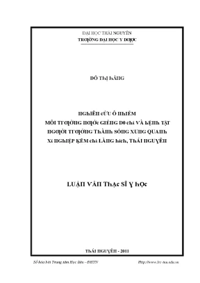 Luận văn nghiên cứu ô nhiễm môi trường nước giêng do chì và bệnh tật người trưởng thành sống xung quanh xí nghiệp kẽm chì làng hích thái nguyên