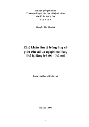 Luận văn khó khăn tâm lý trong ứng xử giữan cái và người mẹ thay thế tại làng trẻ sos hà nội