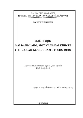 Luận văn chiến lược hai hành lang một vành đai kinh tế trong quan hệ việt nam trung quốc
