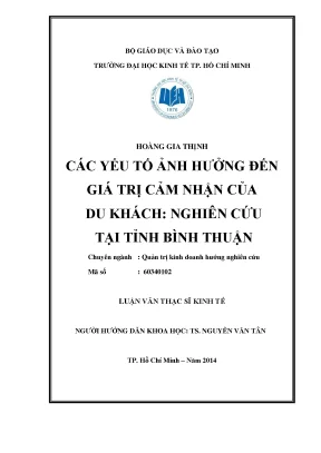 Luận văn các yếu tố ảnh hưởng đến giá trị cảm nhận của du khách nghiên cứu tại tỉnh bình thuận