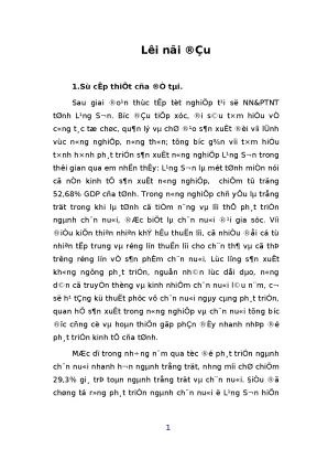 Những giải pháp kinh tế chủ yếu phát triển chăn nuôi bò ở tỉnh lạng sơn trong thời kỳ 2001 2010