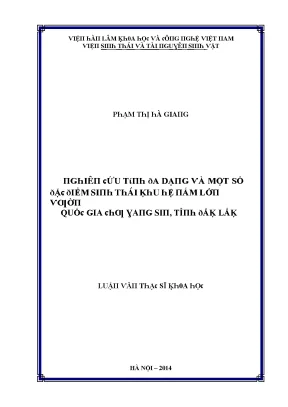Luận văn nghiên cứu tính đa dạng và một số đặc điểm sinh thái khu hệ nấm lớn vườn quốc gia chư yang sin tỉnh đắk lắk