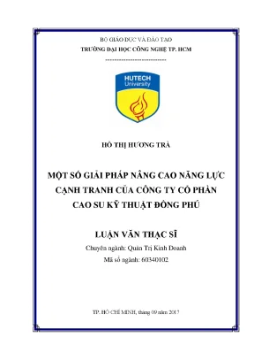Luận văn một số giải pháp nâng cao năng lực cạnh tranh của công ty cổ phần cao su kỹ thuật đồng phú