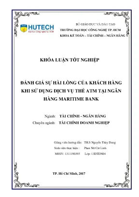 Luận văn đánh giá sự hài lòng của khách hàng khi sử dụng dịch vụ thẻ atm tại ngân hàng maritime bank