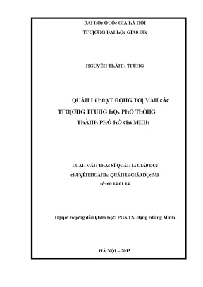 Luận văn quản lý hoạt động tư vấn các trường trung học phổ thông thành phố hồ chí minh