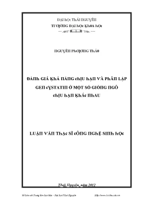 Luận văn đánh giá khả năng chịu hạn và phân lập gen cystatin ở một số giống ngô chịu hạn khác nhau