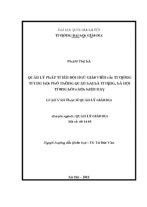 Luận văn quản lý phát triển đội ngũ giáo viên các trường trung học phổ thông quận hai bà trưng hà nội trong bối cảnh hiện nay