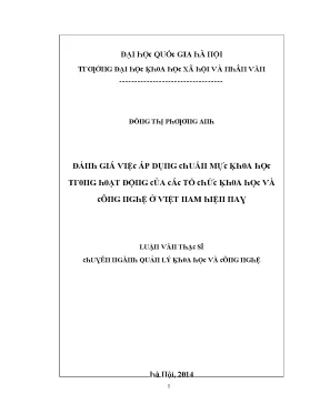 Luận văn đánh giá việc áp dụng chuẩn mực khoa học trong hoạt động của các tổ chức khoa học và công nghệ ở việt nam hiện nay