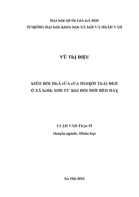 Luận văn biến đổi nhà cửa của người thái đen ở xã bình sơn từ khi đổi mới đến nay
