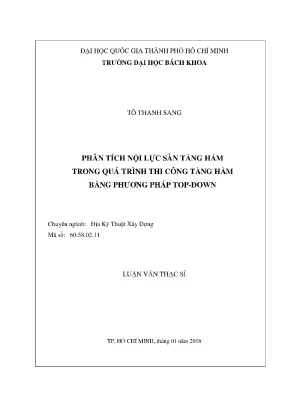 Luận văn thạc sĩ địa kỹ thuật xây dựng phân tích nội lực sàn tầng hầm trong quá trình thi công tầng hầm bằng phương pháp top down