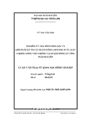 Luận văn nghiên cứu đặc điểm sinh học và biện pháp kỹ thuật nhăm nâng cao năng suất chất lượng hồng việt cường tại huyện đồng hỷ tỉnh thái nguyên