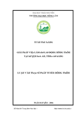 Luận văn giải pháp việc làm cho lao động nông thôn tại huyện hòa an tỉnh cao bằng