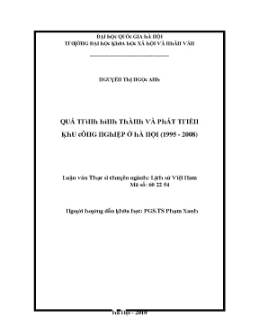 Luận văn quá trình hình thành và phát triển khu công nghiệp ở hà nội 1995 2008
