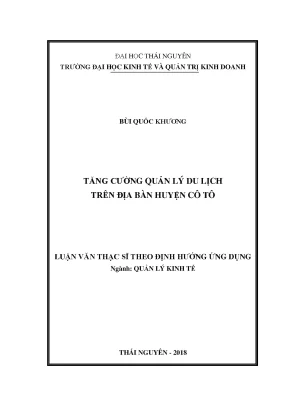 Luận văn tăng cường quản lý du lịch trên địa bàn huyện cô tô