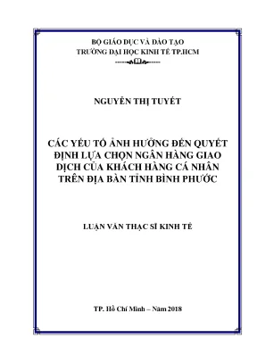 Luận văn các yếu tố ảnh hưởng đến quyết định lựa chọn ngân hàng giao dịch của khách hàng cá nhân trên địa bàn tỉnh bình phước