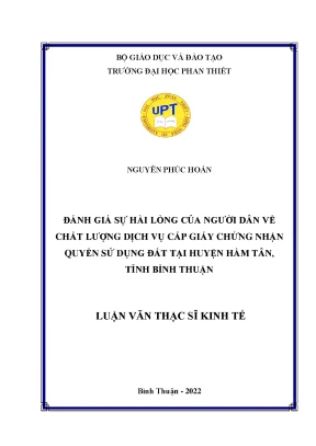 Đánh giá sự hài lòng của người dân về chất lượng dịch vụ cấp giấy chứng nhận quyền sử dụng đất tại huyện hàm tân tỉnh bình thuận