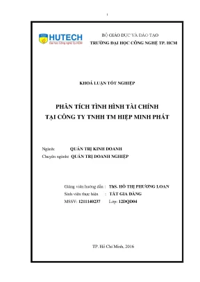 Luận văn phân tích tình hình tài chính tại công ty tnhh tm hiệp minh phát