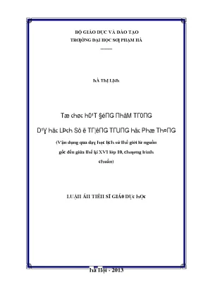 Luận văn tổ chức hoạt động nhóm trong dạy học lịch sử ở trường trung học phổ thông