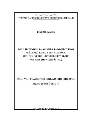 Luận văn hoàn thiện công tác quản lý tài chính theo cơ chế tự chủ tại các bệnh viện công tỉnh quảng ninh nghiên cứu trường hợp tại bệnh viện bãi cháy