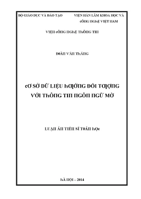 Luận văn cơ sở dữ liệu hướng đối tượng với thông tin ngôn ngữ mờ