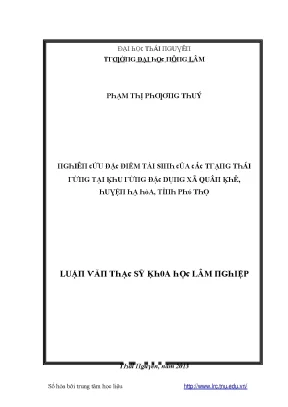 Luận văn nghiên cứu đặc điểm tái sinh của các trạng thái rừng tại khu rừng đặc dụng xã quân khê huyện hạ hòa tỉnh phú thọ
