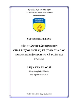 Luận văn các nhân tố tác động đến chất lượng dịch vụ kế toán của các doanh nghiệp dịch vụ kế toán tại tp hcm