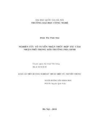 Luận án tiến sĩ nghiên cứu vô tuyến nhận thức hợp tác cảm nhận phổ trong môi trường pha đinh luận án tiến sĩ kỹ thuật viễn thông 62 52 02 08
