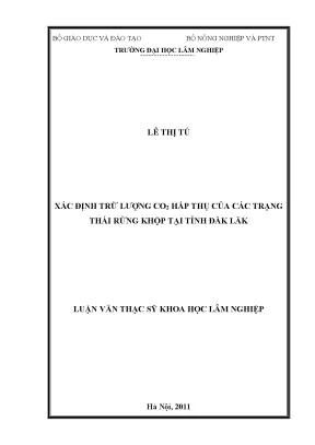 Luận văn xác định dự trữ co2 hấp thụ của các trạng thái rừng khộp tại tỉnh đăk lắk