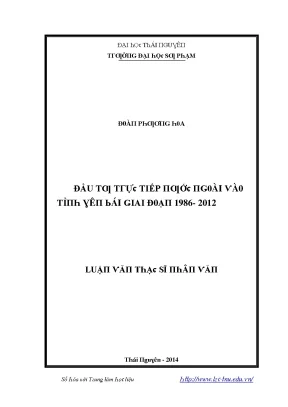 Luận văn đầu tư trực tiếp nước ngoài vào tỉnh yên bái giai đoạn 1986 2012