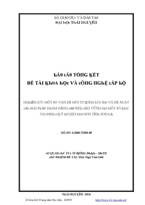 Luận văn nghiên cứu một số vấn đề môi trường bức xúc và đề xuất các giải pháp nhằm nâng cao tính bền vững cho một số khu tái định cư ở huyện mai sơn tỉnh sơn la