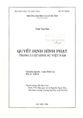 Luận án thạc sĩ luật học quyết định hình phạt trong luật hình sự việt nam