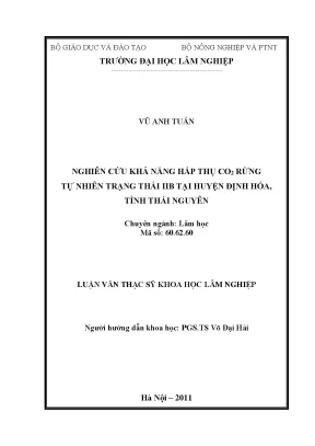 Luận văn nghiên cứu khả năng hấp thụ co2 rừng tự nhiên trạng thái iib tại huyện định hóa tỉnh thái nguyên