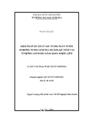 Luận văn biện pháp quản lý chu trình phát triển chương trình giáo dục ngành kế toán tại trường cao đẳng bách khoa hưng yên